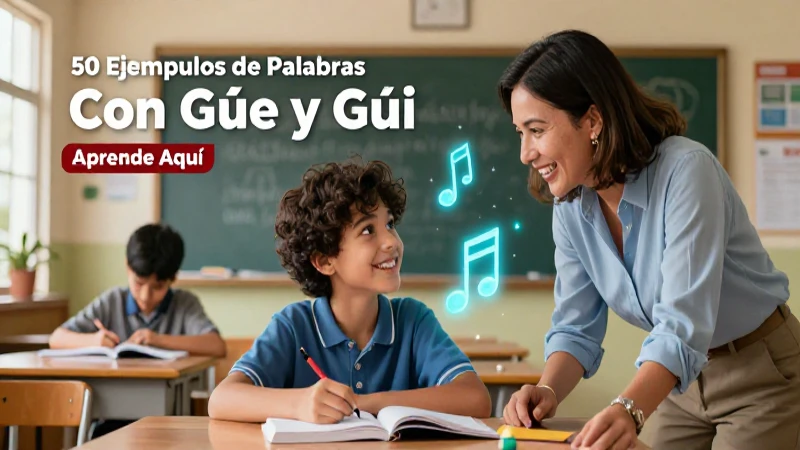 50 Ejemplos de Palabras Con Güe y Güi: Aprende Aquí 8 Ilustración vibrante para blog educativo sobre pronunciación