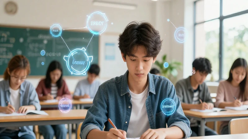 Palabras con hue-: 30 Ejemplos para Ampliar tu Vocabulario 5 Joven estudiante en entorno educativo moderno y dinámico
