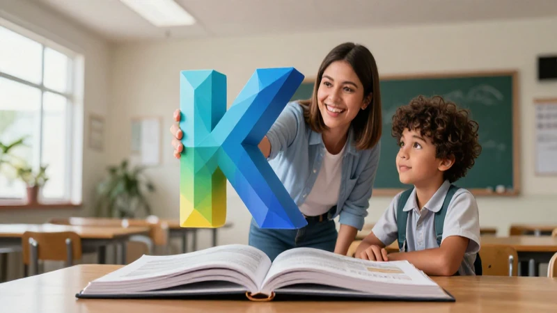 Ilustración vibrante de clase con el motivo K
