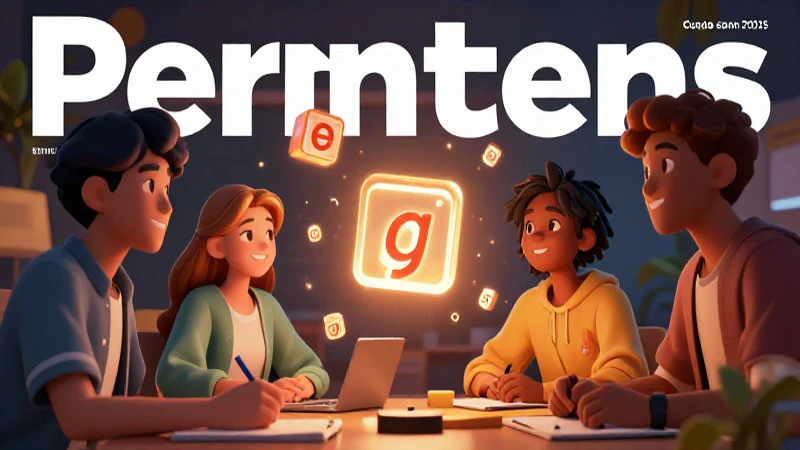 Ilustración digital vibrante con estudiantes y bloques luminosos