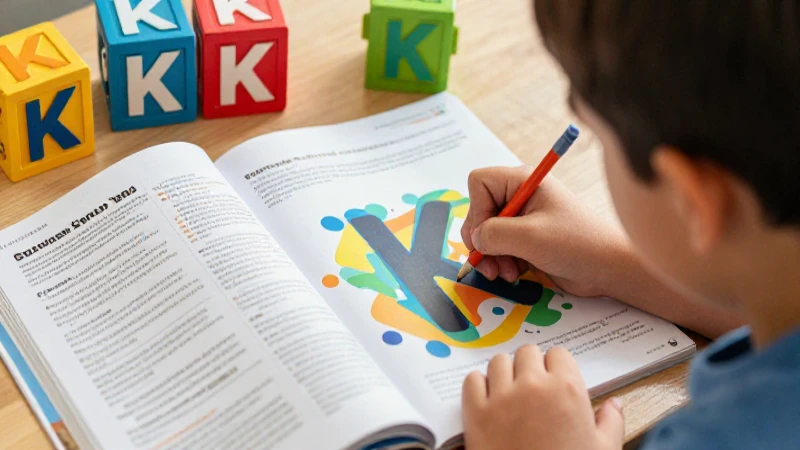 Ilustración educativa vibrante de la letra K