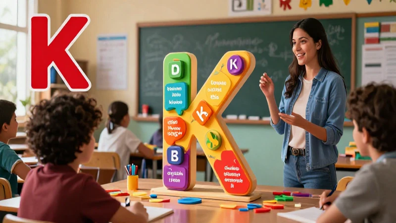 Ilustración moderna para aprender la letra K