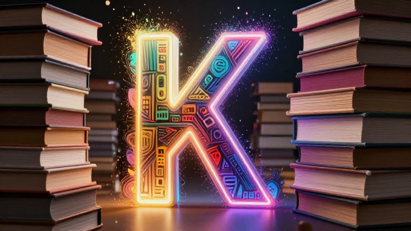 Arte digital de la K luminosa con conocimiento