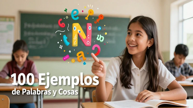 Palabras con la N: 100 Ejemplos de Palabras y Cosas 4 Ilustración vibrante de verbos con N