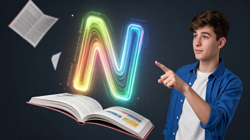 Palabras con la N: 100 Ejemplos de Palabras y Cosas 7 Estudiante señala una letra N en un libro vibrante