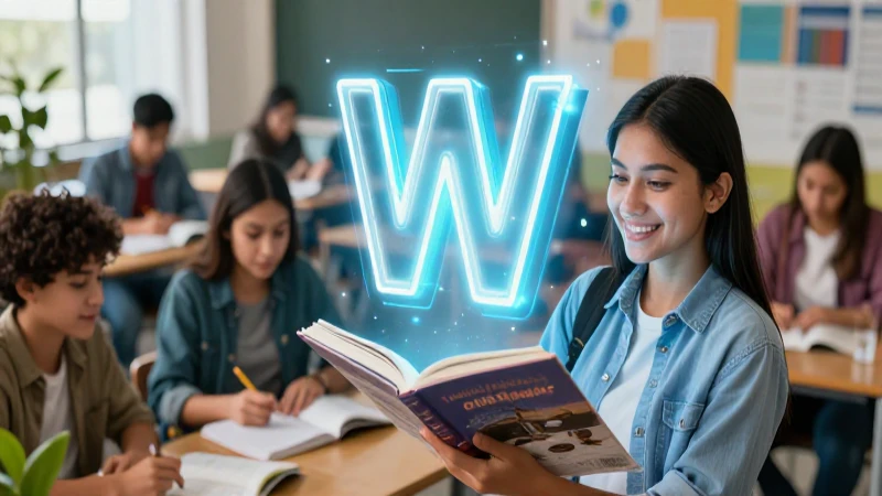 Estudiante mexicana alegre con letra flotante