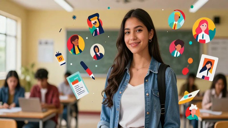 Estudiante mexicano en entorno educativo vibrante