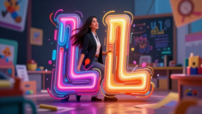 Ilustración vibrante sobre 50 palabras con LL