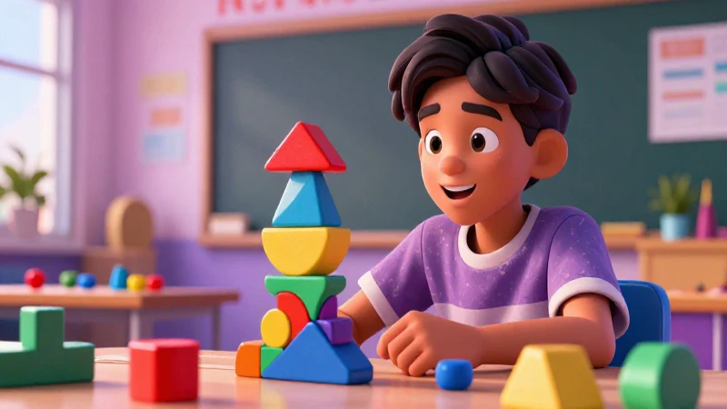 150 Palabras con ma, me, mi, mo y mu para Aprender 6 Estudiante entusiasta con bloques de aprendizaje coloridos