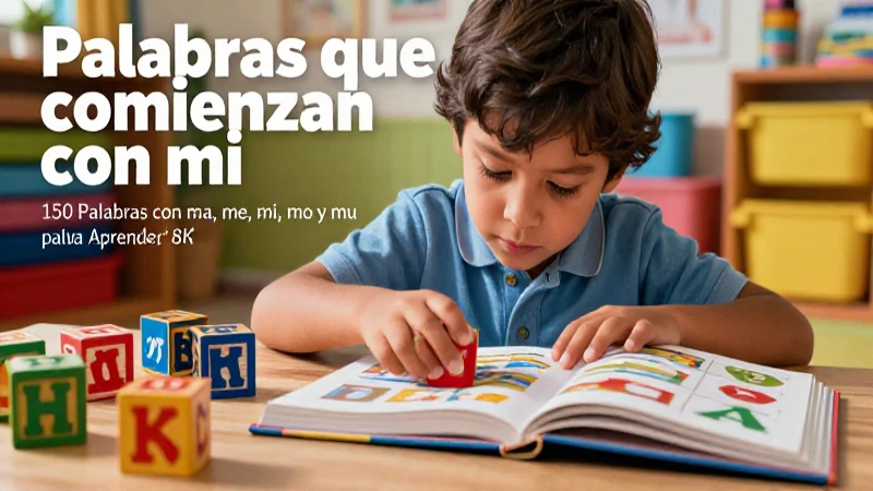 150 Palabras con ma, me, mi, mo y mu para Aprender 5 Niño mexicano aprende palabras mi con bloques