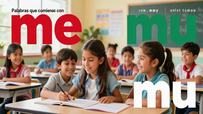 150 Palabras con ma, me, mi, mo y mu para Aprender 4 Ilustración vibrante para aprender palabras en español