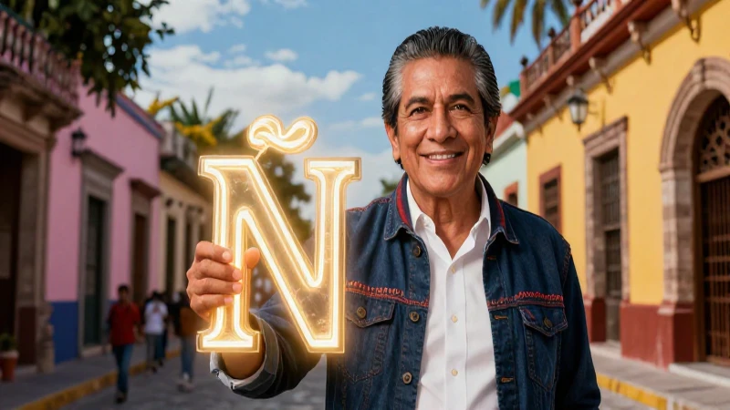 Educador mexicano vibrante sosteniendo la Ñ