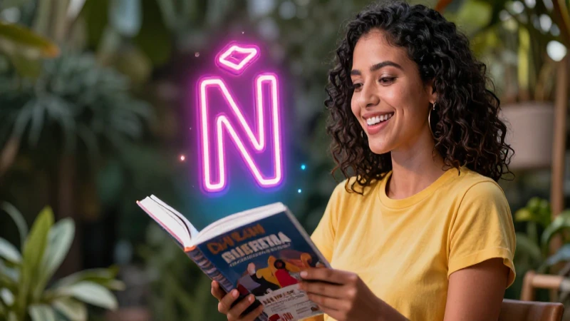 Mujer latina moderna lee un libro bajo un estilo dinámico