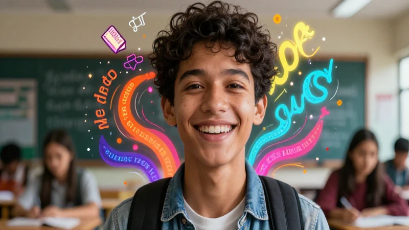 Estudiante inteligente con visión de futuro en un entorno vibrante