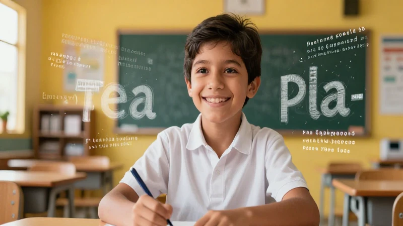 Estudiante brillante aprende vocabulario enfocado