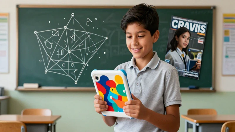 Estudiante mexicano en diseño editorial educativo vibrante