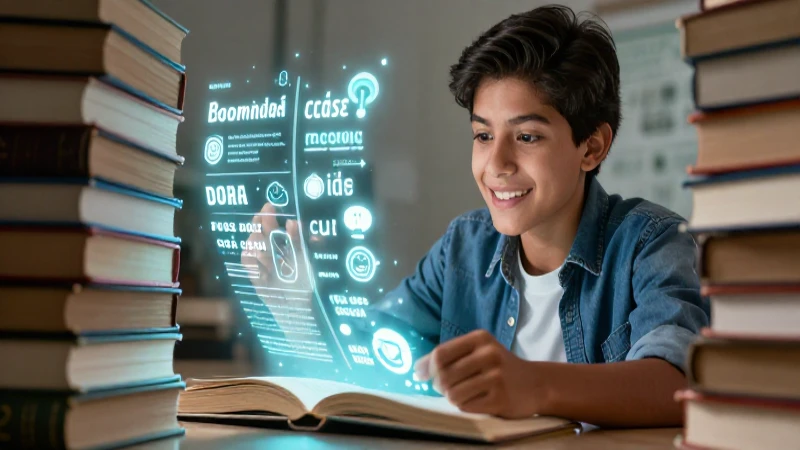 Estudiante mexicano estudiando vocabulario en español