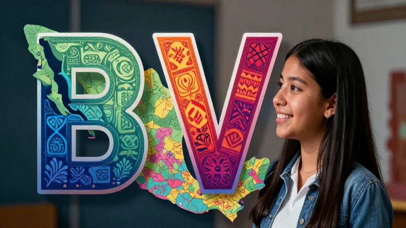 Estudiante mexicano mira diseño vibrante