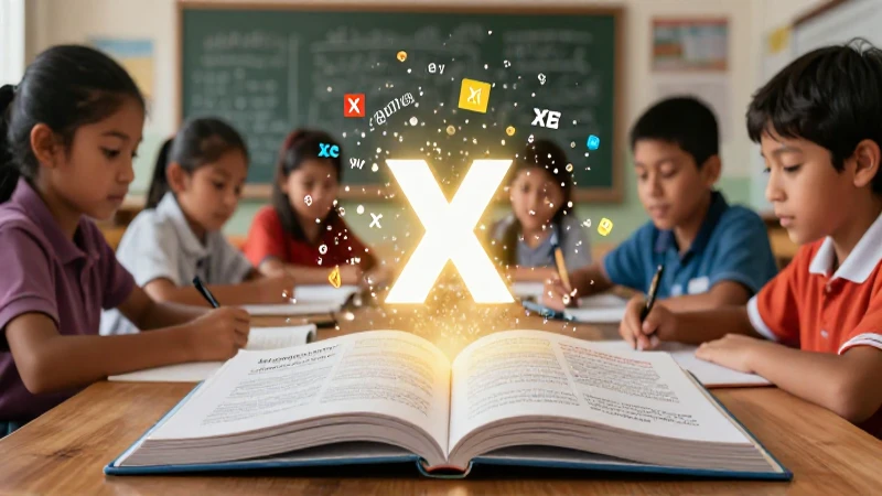 100 ejemplos de palabras con xa, xe, xi, xo, xu 7 Ilustración educativa de estudiantes mexicanos aprendiendo