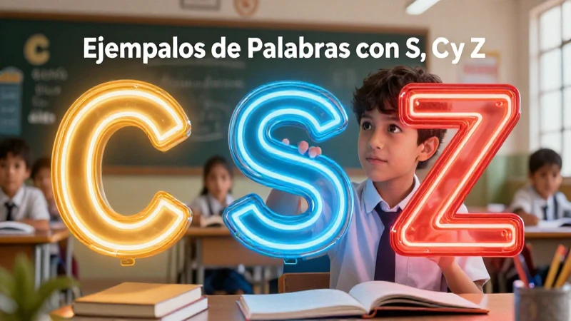 Ilustración educativa sobre las letras C, S, Z