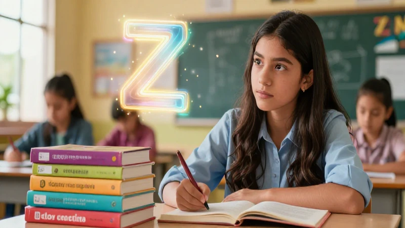 Palabras con Z: 100 Ejemplos y Ejercicios Prácticos 4 Estudiante en clase con simbolismo moderno y libros