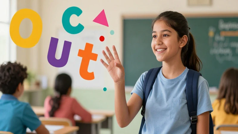 Estudiante feliz en vibrante ambiente educativo