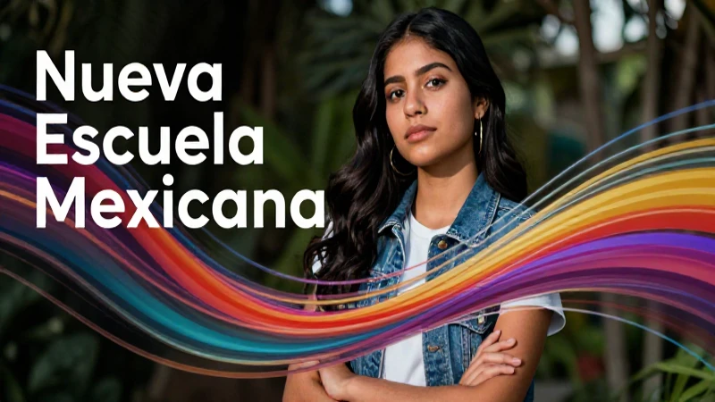 Estudiante mexicano confiado con diseño educativo vibrante