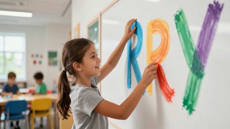 Estudiante joven descubre patrones abstractos coloridos