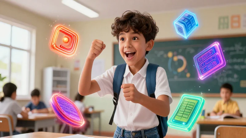 Estudiante aprende vocabulario en entorno educativo moderno