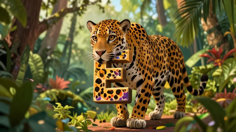 Ilustración educativa de cien animales con E
