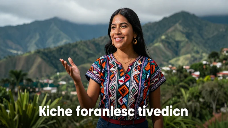 Palabras en K'iche: Conoce vocabulario y letras clave 4 Mujer Kiche enseñando vocabulario maya