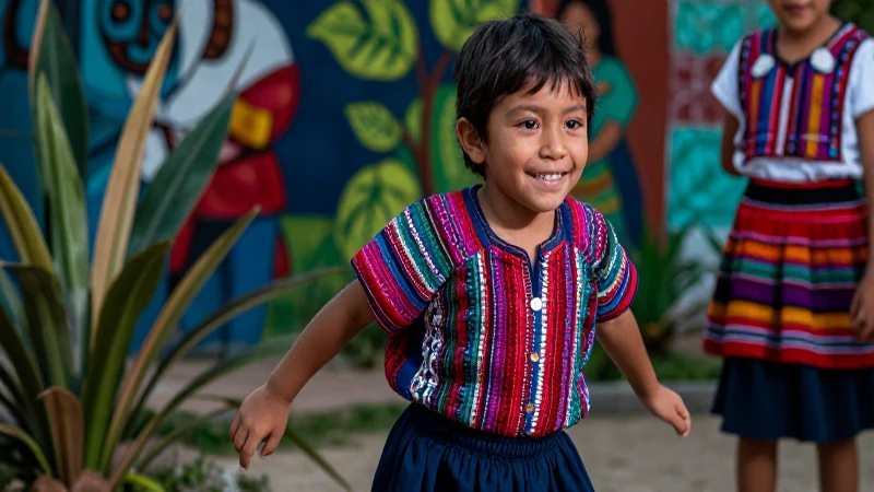 Palabras en K'iche: Conoce vocabulario y letras clave 6 Niña Kiche sonriendo, aprendiendo con cultura