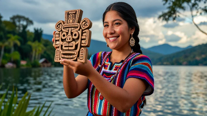 Retrato vibrante de mujer indígena purépecha