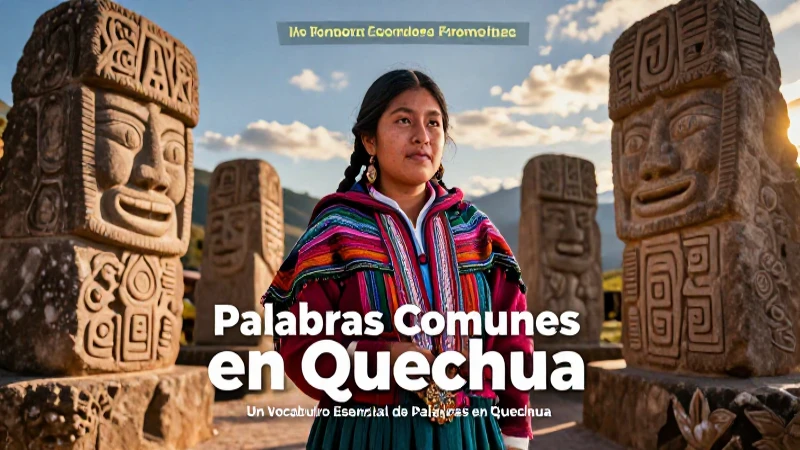 Educadora andina vibrante con arte antiguo