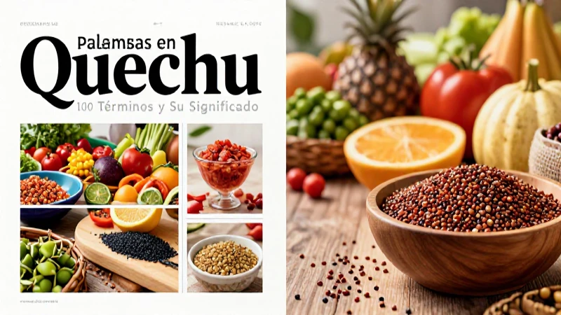 Portada educativa de vocabulario de alimentos en quechua