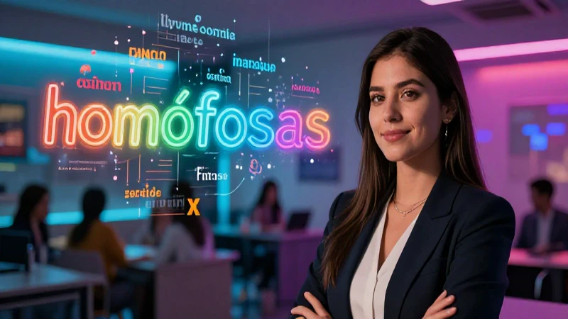 Ilustración moderna de homófonas en contexto académico