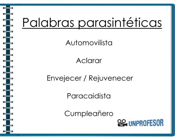 palabras parasinteticas 100 ejemplos de parasintesis