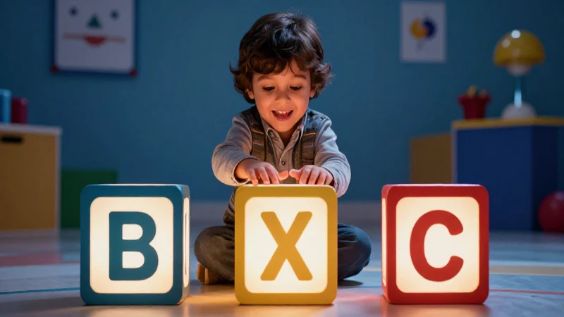 50 Ejemplos de Palabras que empiezan por qui- para ti 15 Niño feliz juega con bloques luminosos en un estudio moderno