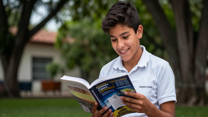 50 Ejemplos de Palabras que empiezan por qui- para ti 8 Estudiante mexicano feliz leyendo en alta calidad