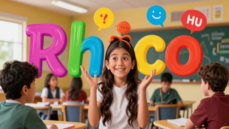 Palabras que riman: 100 Ejemplos Divertidos y Creativos 11 Estudiante feliz interactúa con burbujas de palabras