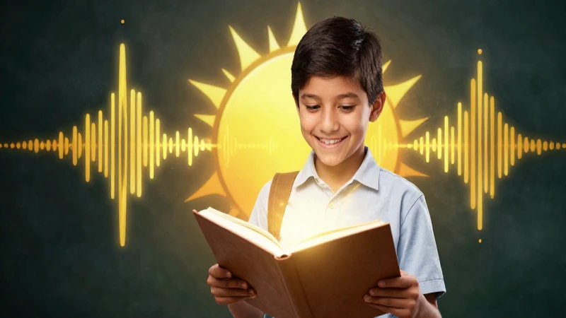Palabras que riman con sol: guía de rimas y ejemplos 3 Estudiante feliz lee libro iluminado vibrante
