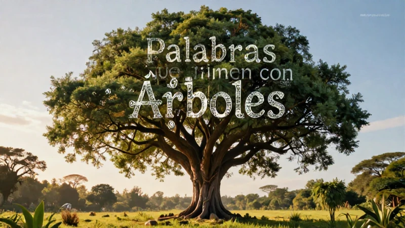 Árbol estilizado con glifos en naturaleza vibrante