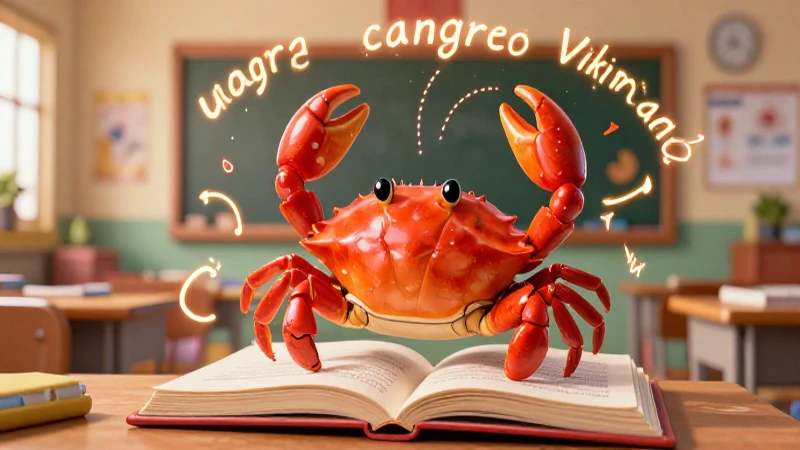 Ilustración vibrante de cangrejo creativo y rimas