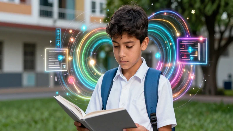 Estudiante con estructuras luminosas mexicanas
