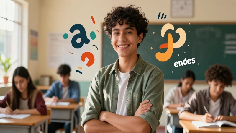 Palabras que terminen en ar: 100 Ejemplos Útiles y Claros 4 Joven estudiante sonriente en aula creativa