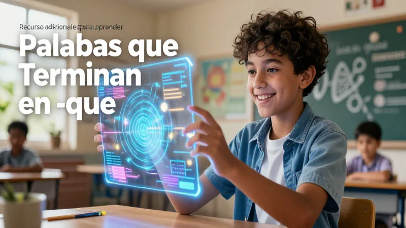 Palabras que Terminen en -que: 100 Ejemplos Increíbles 4 Estudiante aprende palabras con holograma educativo