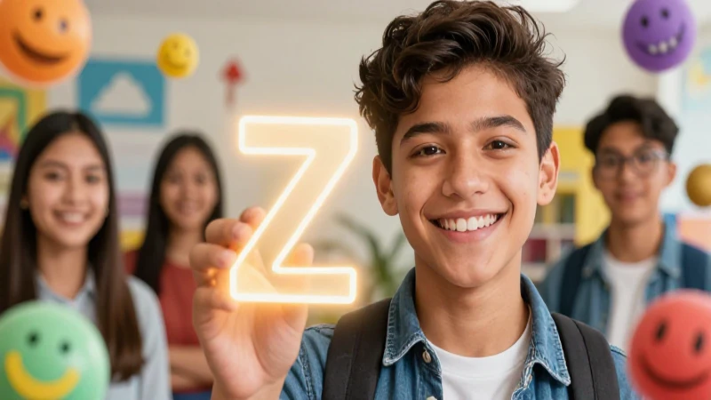 Joven mexicana sonríe con la letra Z brillante