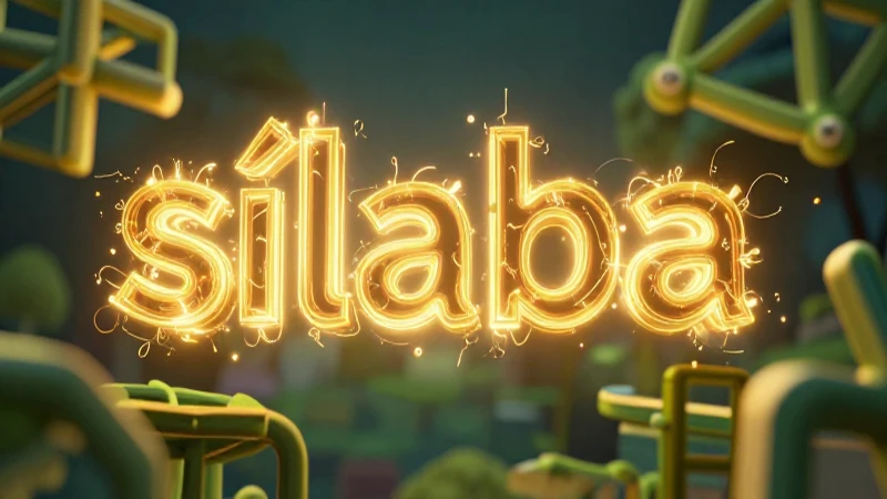 Sílaba dorada brillante sobre estructuras lingüísticas
