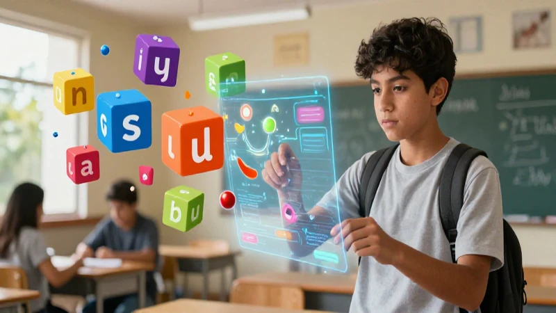Palabras Trisílabas: 100 Ejemplos y su Uso en Español 3 Estudiante mexicano aprende con bloques abstractos y modernos