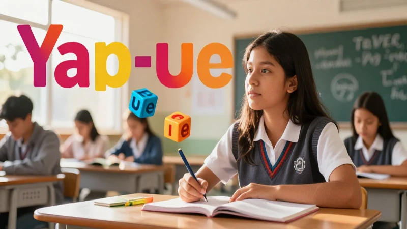 100 Palabras con Ya, Ye, Yi, Yo, Yu: Ejemplos Claros 12 Estudiante mexicano aprende vocales en aula moderna